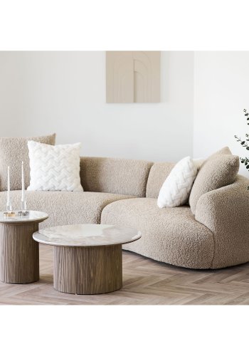 HOUSE NORDIC Athens h&ouml;rnbord, runt - vit keramik och brunt dekorpapper (�45)