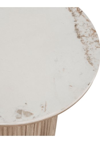 HOUSE NORDIC Athens h&ouml;rnbord, runt - vit keramik och brunt dekorpapper (�45)