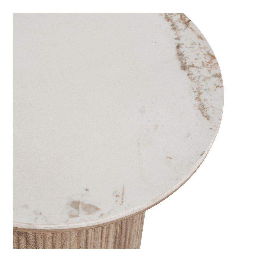 HOUSE NORDIC Athens h&ouml;rnbord, runt - vit keramik och brunt dekorpapper (�45)