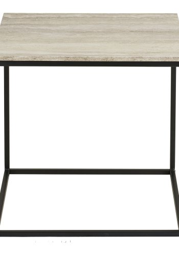 HOUSE NORDIC Vita h&ouml;rnbord, fyrkantigt - beige melaminfolie med travertin-look och svart st�l (45x45)