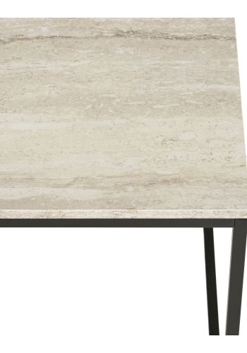 HOUSE NORDIC Vita h&ouml;rnbord, fyrkantigt - beige melaminfolie med travertin-look och svart st�l (45x45)