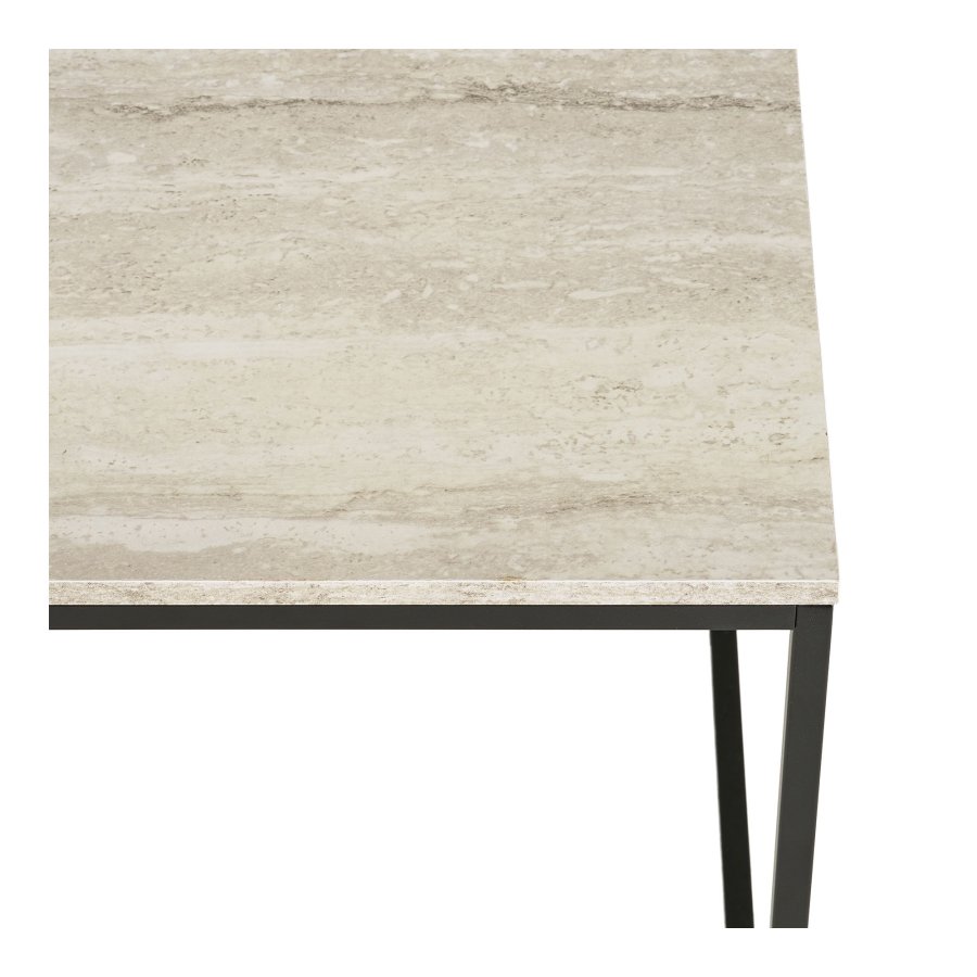 HOUSE NORDIC Vita h&ouml;rnbord, fyrkantigt - beige melaminfolie med travertin-look och svart st�l (45x45)
