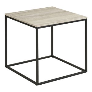 HOUSE NORDIC Vita h&ouml;rnbord, fyrkantigt - beige melaminfolie med travertin-look och svart st�l (45x45)