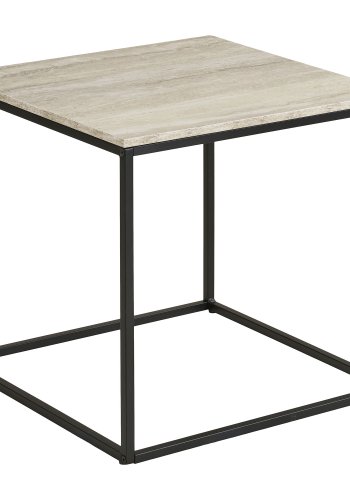 HOUSE NORDIC Vita h&ouml;rnbord, fyrkantigt - beige melaminfolie med travertin-look och svart st�l (45x45)