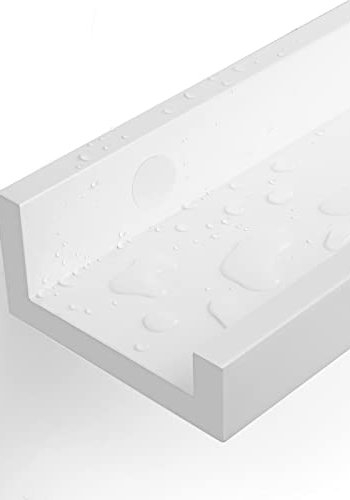 SONGMICS Flytande hyllor Set om 2, vägghyllor kant med högglansig finish, 60 x 10 cm, för tavelramar och böcker, vardagsrum, hall, sovrum, badrum, kök, kontor, vit LWS60WT