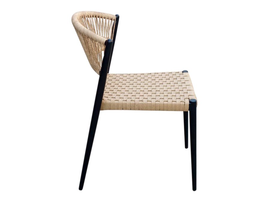 HOUSE OF SANDER Astrid spisestol - naturlig polyrattan og sort aluminium