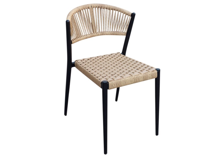 HOUSE OF SANDER Astrid spisestol - naturlig polyrattan og sort aluminium