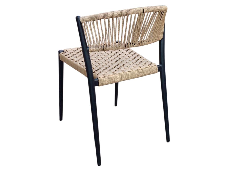 HOUSE OF SANDER Astrid spisestol - naturlig polyrattan og sort aluminium