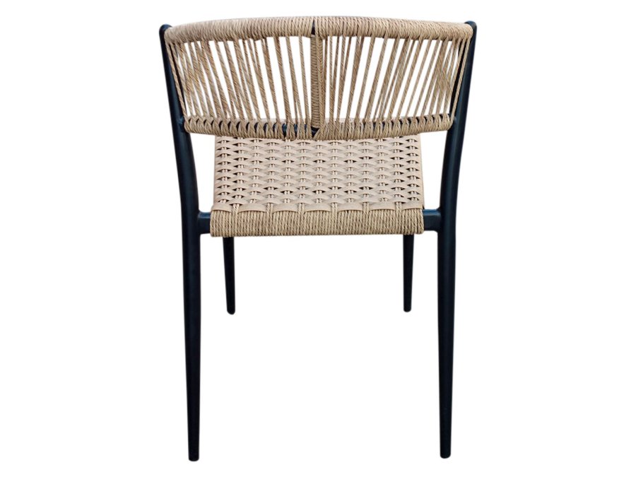 HOUSE OF SANDER Astrid spisestol - naturlig polyrattan og sort aluminium