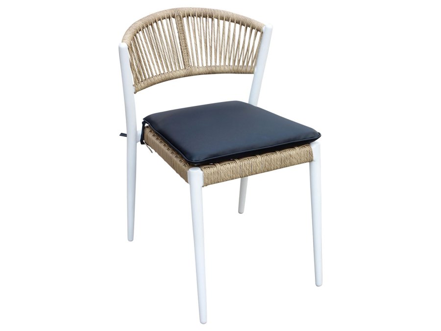 HOUSE OF SANDER Astrid spisestol - naturlig polyrattan og hvit aluminium