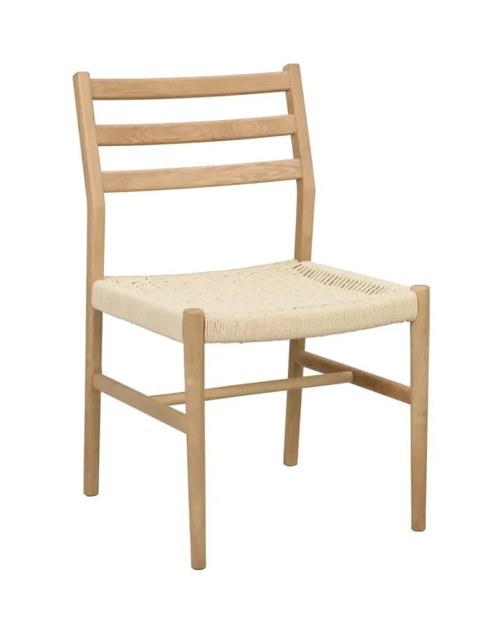 ROWICO Harlan spisestuestol - lys beige papirsnor og naturlig eik
