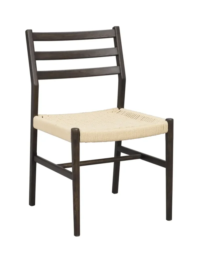 ROWICO Harlan spisestuestol - lys beige papirsnor og brun eik