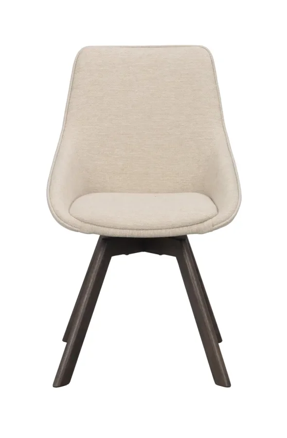ROWICO Alison spisebordsstol, drejelig - lys beige stof og brun egetr