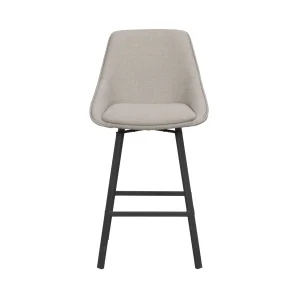 ROWICO Alison barstol, vridbar, w. ryggstöd och fotstöd - beige tyg och svart metall