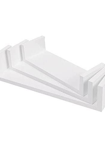 SONGMICS vegghylle, med usynlig montering - hvit hyglans MDF (sett med 3)