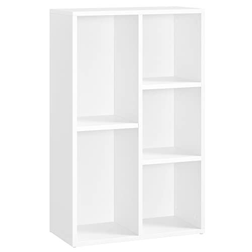 VASAGLE bokhylle, m. 5 rom - hvit sponplate