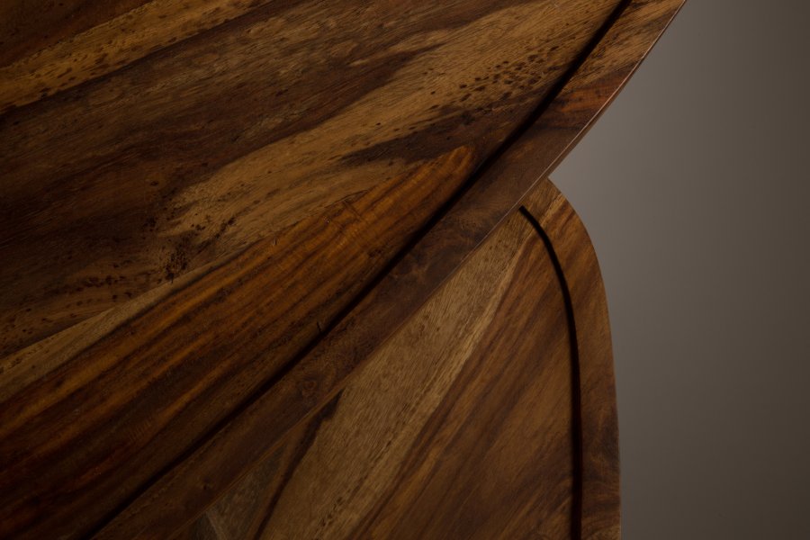 DUTCHBONE Sham salongbord, ovalt - brunt sheesham-tre og messingstl (sett med 2)