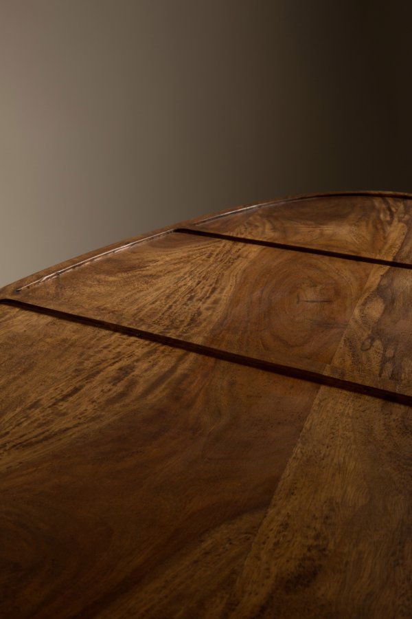 DUTCHBONE Sham salongbord, ovalt - brunt sheesham-tre og messingstl (sett med 2)