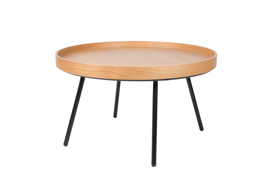 ZUIVER EIK brettbord, rundt - naturlig eik og sort stl (78)