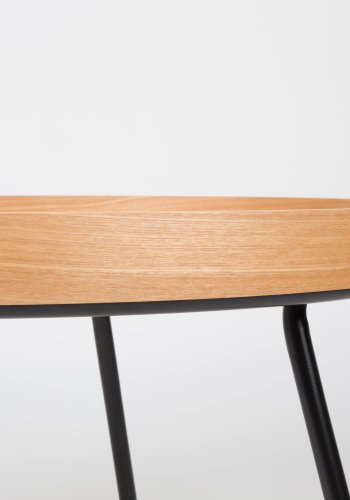 ZUIVER EIK brettbord, rundt - naturlig eik og sort stl (78)