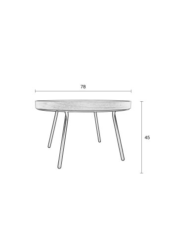 ZUIVER EIK brettbord, rundt - naturlig eik og sort stl (78)