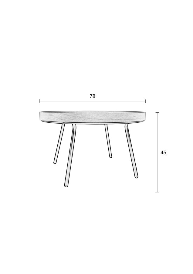 ZUIVER EIK brettbord, rundt - naturlig eik og sort stl (78)