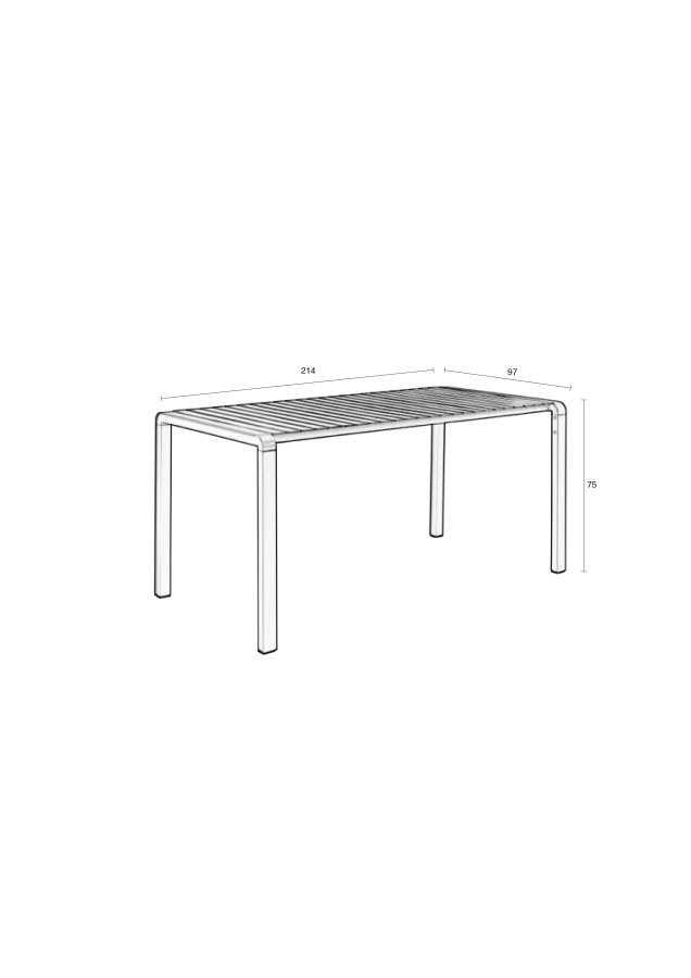 ZUIVER Vondel hagebord, rektangulrt - grnn aluminium (214x97)