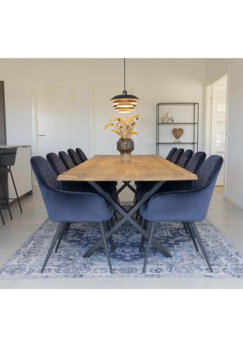 HOUSE NORDIC Toulon spisebord med blgekant - oljet eik og metall (300x100)