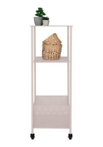 HOUSE NORDIC Metallvogn, stl, sand, 3 hyller, 35x35x100 cm