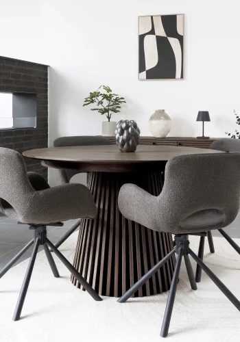 HOUSE NORDIC Osaka spisebord - Spisebord, eikefiner, rkt, inkl. tre ileggsplater<br>120x120-160-200-240x75 cm