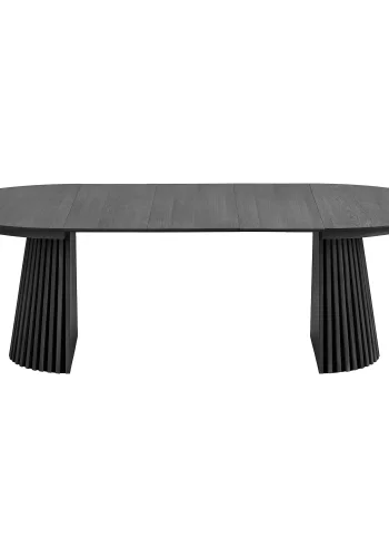 HOUSE NORDIC Osaka spisebord - Spisebord, eikefiner, svart, inkludert tre ileggsplater<br>120x120-160-200-240x75 cm