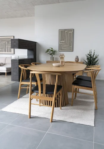 HOUSE NORDIC Osaka spisebord, eikefiner, natur, inkl. 2 forlengelsesplater l120x120-160-200x75 cm