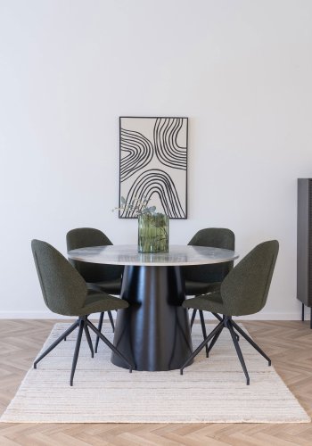 HOUSE NORDIC Brito spisebord - Spisebord, marmorlook, gr, svart 120x75 cm