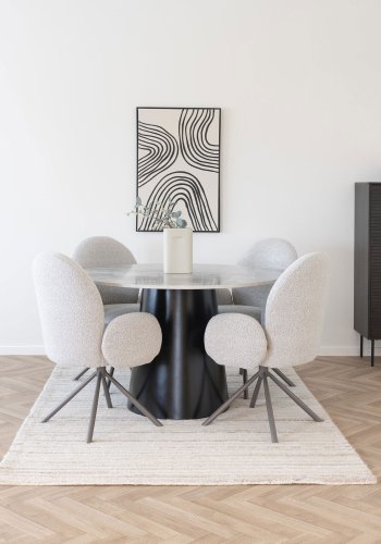 HOUSE NORDIC Brito spisebord - Spisebord, marmorlook, gr, svart 120x75 cm