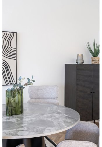 HOUSE NORDIC Brito spisebord - Spisebord, marmorlook, gr, svart 120x75 cm