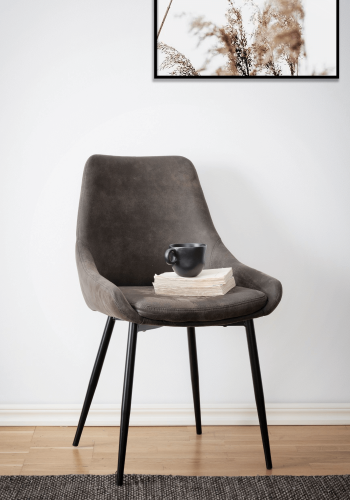 ROWICO Sierra spisestol - gr polyester og sort metall 