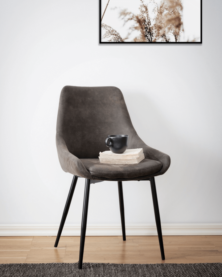 ROWICO Sierra spisestol - gr polyester og sort metall 