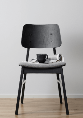 ROWICO Nagano spisebordsstol - mrkegr polyester og sort eg