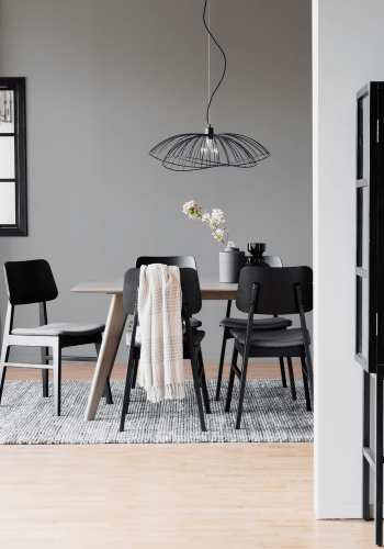 ROWICO Nagano spisebordsstol - mrkegr polyester og sort eg