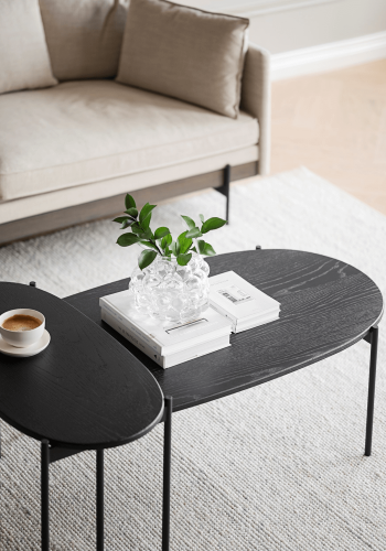 ROWICO oval Skye sofabord - sort egetrsfiner og metal (80x40)
