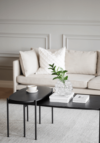 ROWICO oval Skye sofabord - sort egetrsfiner og metal (80x40)