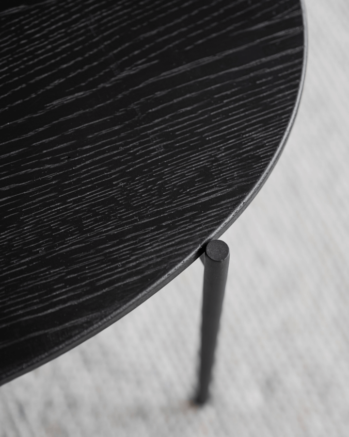 ROWICO oval Skye sofabord - sort egetrsfiner og metal (80x40)