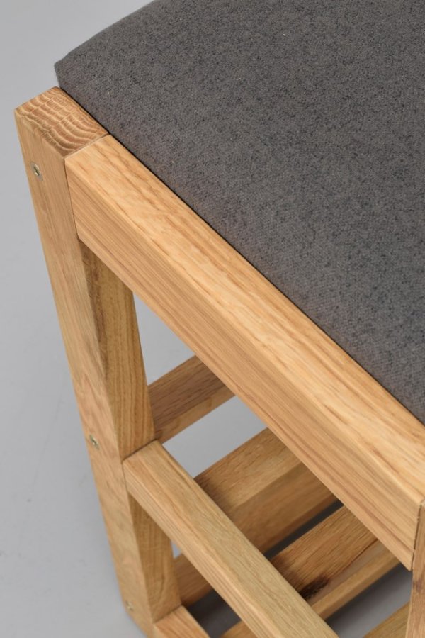 ROWICO Confetti bnk med skohylder - mrkegr stof og natur eg (80x30)