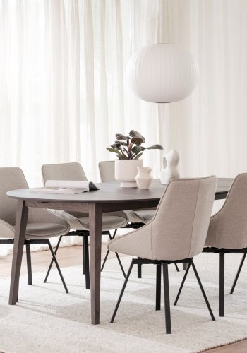 ROWICO Filippa spisebord, inkl. tillgsplade - mrkebrun eg (120(165)x120)