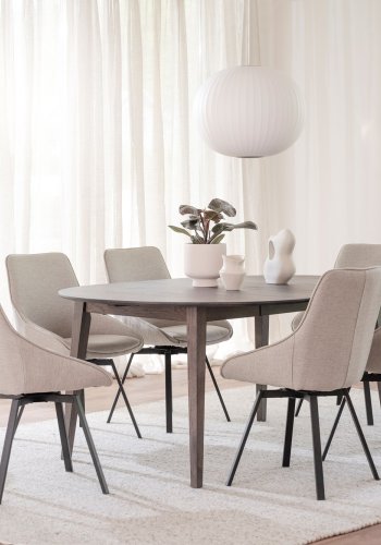 ROWICO Filippa spisebord, inkl. tillgsplade - mrkebrun eg (120(165)x120)