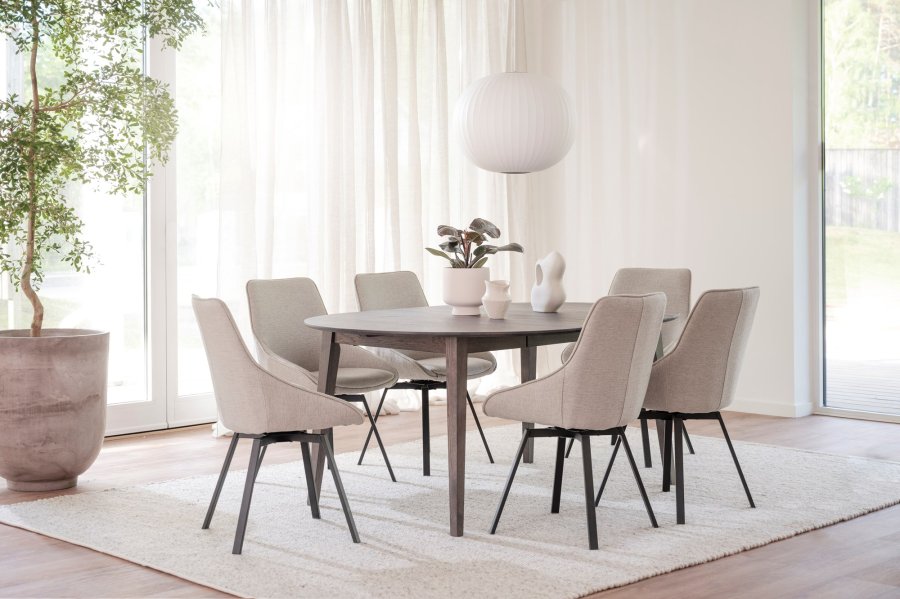 ROWICO Filippa spisebord, inkl. tillgsplade - mrkebrun eg (120(165)x120)