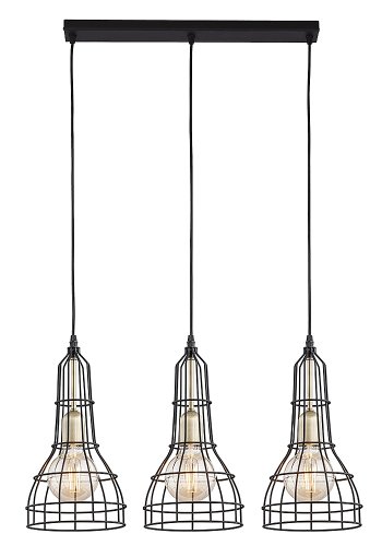 TK Lang loftlampe, m. 3 skrme - sort metal