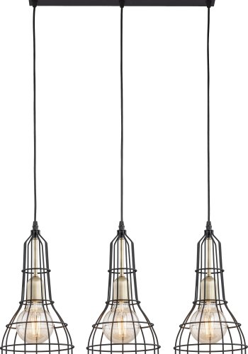 TK Lang loftlampe, m. 3 skrme - sort metal
