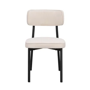 ROWICO Paisley spisebordsstol - lys beige RPET stof og sort metal