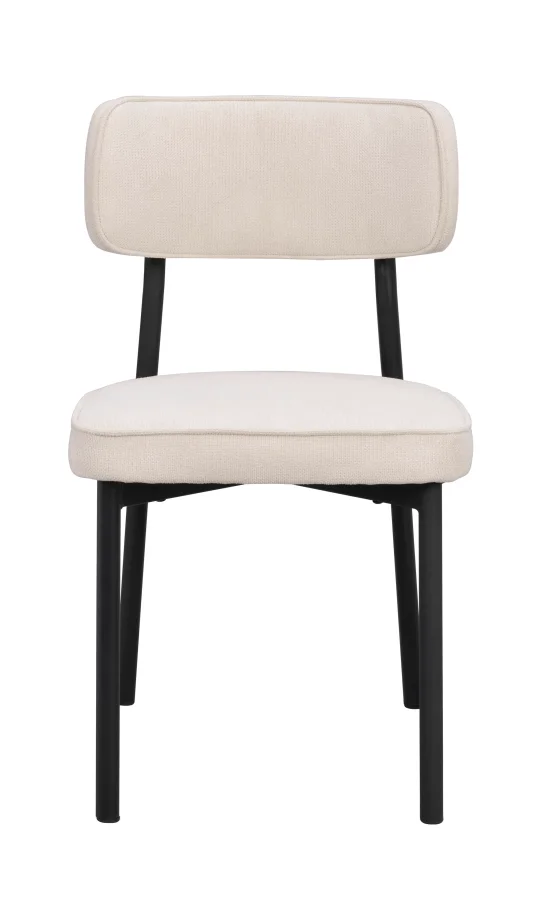 ROWICO Paisley spisebordstol - lys beige RPET-stoff og sort metall